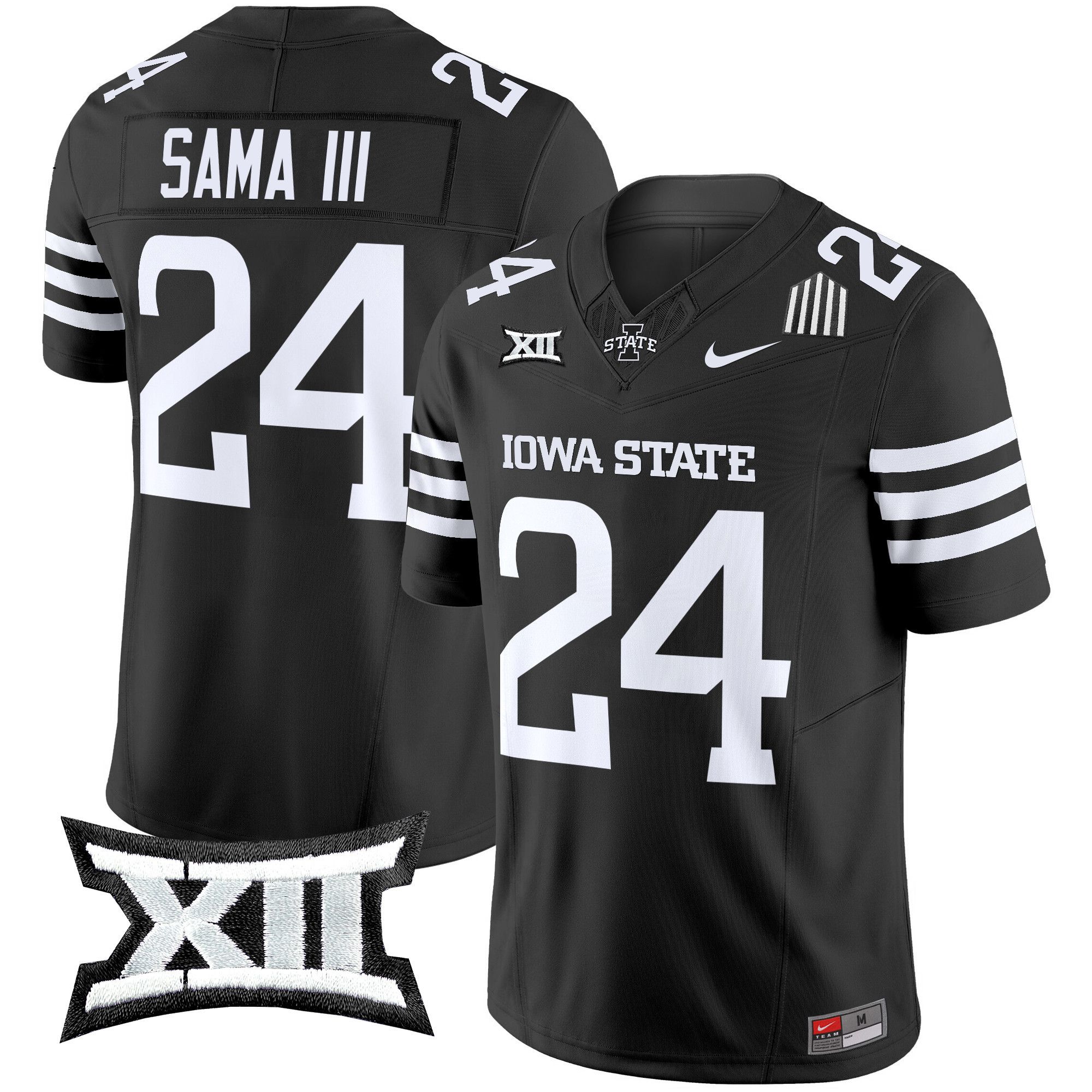 Men Iowa State Cyclones #24 Sama iii Black Nike 2024 Vapor Limited NCAA Jersey style 1